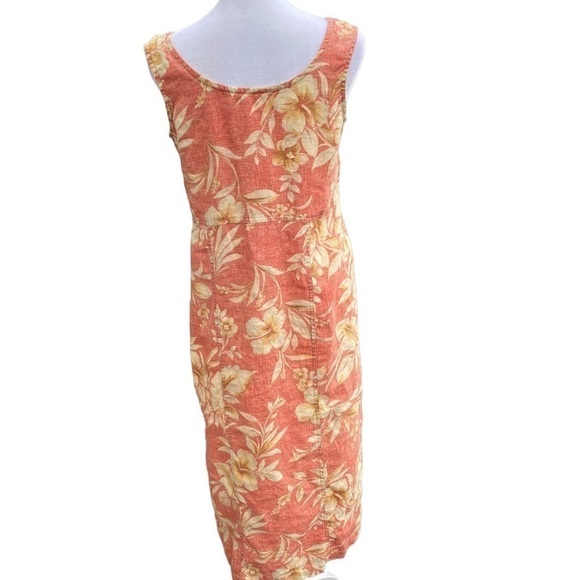 JESSICA Howard Petite Medium 100% Linen Sleeveless Maxi Dress w Button Coral - Picture 8 of 9